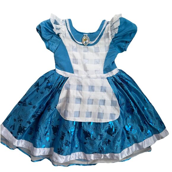 Disney  Alice in Wonderland Girls Costume Dress Size 9/10 - Blue & White - Picture 1 of 8